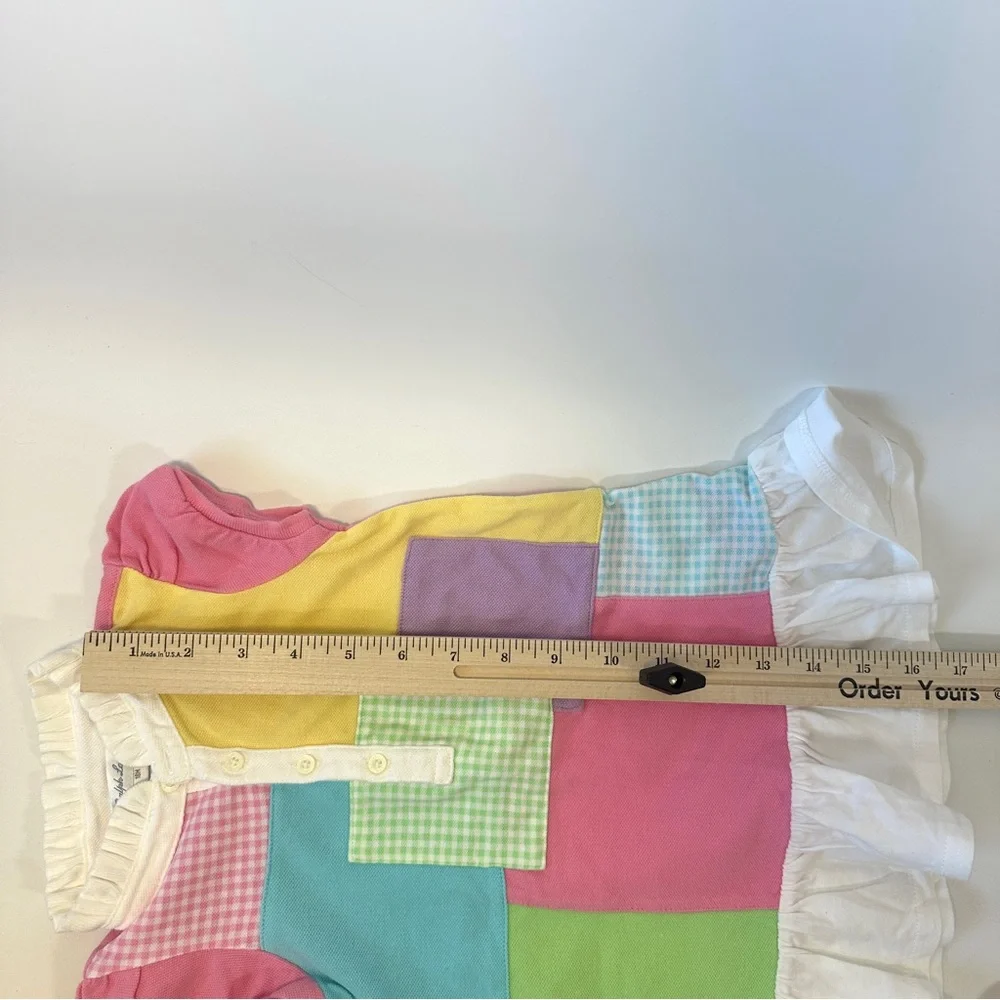 Ralph Lauren Patchwork Pastel Baby Girls Frill Polo Dress 18M Pony Madras‎ Retro
